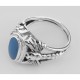 Unique Dragonfly Design Blue Agate Ring - Sterling Silver - R-1248-B