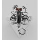 Black Onyx Scorpion Ring with Carnelian Eyes - Scorpio - Sterling Silver - R-150