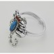 Turquoise Body Scorpion Ring with Carnelian Eyes Scorpio Sterling Silver - R-160