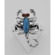 Turquoise Body Scorpion Ring with Carnelian Eyes Scorpio Sterling Silver - R-160