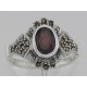 Antique Style Garnet and Marcasite Ring - Sterling Silver - R-398-G