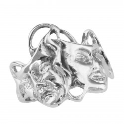 Classic Comedy Tragedy Ring Thespian Ring in fine Sterling Silver