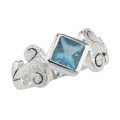Genuine Princess Cut Blue Topaz Ring - Sterling Silver