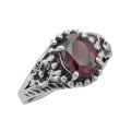 Synthetic Garnet Ring - Sterling Silver
