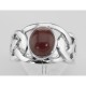 Unique Cab Cut Red Carnelian Celtic Knot Ring - Sterling Silver - R-949-CAR