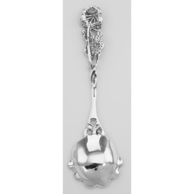 Tea Caddy / Nut Serving Spoon w/ Rose Design - Sterling Silver - S-53