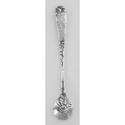 ss205 - Vintage Floral Style Sterling Silver Salt Spoon - SS-205