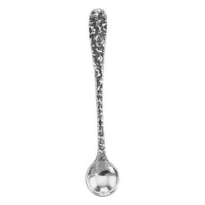 ss205 - Vintage Floral Style Sterling Silver Salt Spoon - SS-205