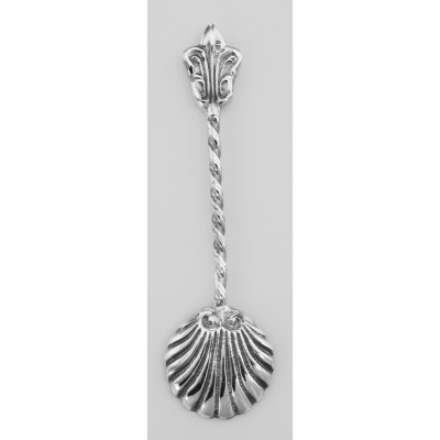 ss329 - Sterling Silver Fleur de Lis Shell Salt Spoon - SS-329