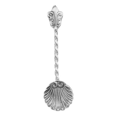ss329 - Sterling Silver Fleur de Lis Shell Salt Spoon - SS-329