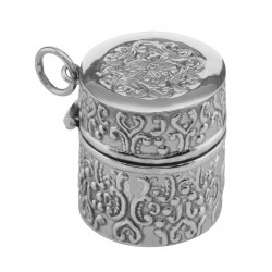 Antique Style Repousse Sewing Thimble Case - Sterling Silver