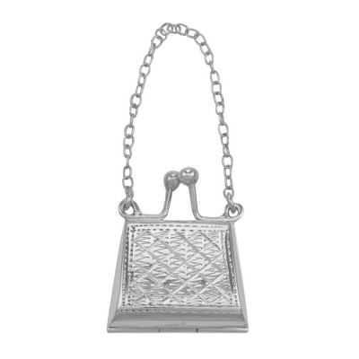 Small Etched Quilted Design Purse Locket / Pill Box in Fine Sterling Silver - X-1097