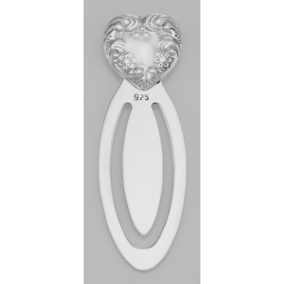 Beautiful Victorian Style Heart Shaped Sterling Silver Bookmark - BK-209