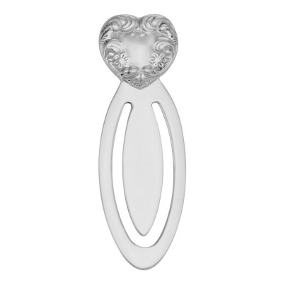 Beautiful Victorian Style Heart Shaped Sterling Silver Bookmark - BK-209
