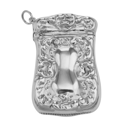Art Nouveau Style Repousse Match Safe Holder Case in Fine Sterling Silver - X-30