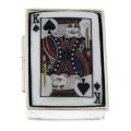 King of Spades Porcelain Top Rectangular Sterling Silver Pillbox