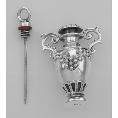 Antique Style Urn Perfume / Ash or Memorial Bottle Pendant - Sterling Silver - X-6411