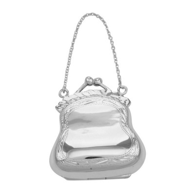 Antique Style Purse Pill Box Locket Border Design Engravable Sterling Silver - X-6530