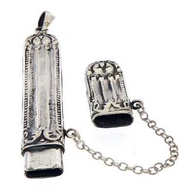 Roman Repousse Style Sewing Needle Case - Needlecase - Sterling Silver - X-6614