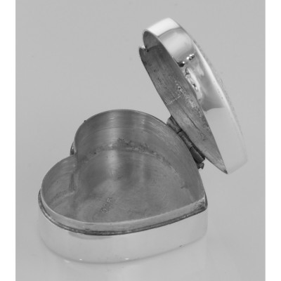 Small Beautiful Heart Shaped Sterling Silver Pillbox with Engraved Top - X-9041