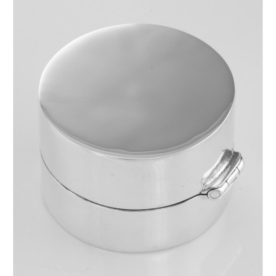 Classic Engravable Round Sterling Silver Pillbox or Memorial Ash Case - X-9050